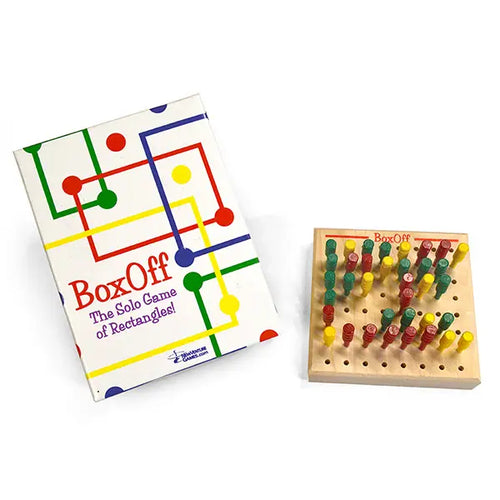 BoxOff Travel edition box and board with pegs on it