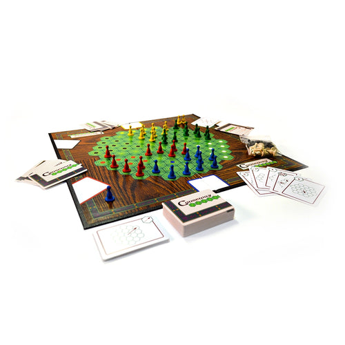 Causeway tabletop game board, playing cards and pieces