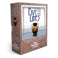 The Ancient Greek Strategy Game: Five Lines board game box by Peg Pastimes, featuring a brown patterned design with an illustration of an ancient Greek vase on the front.